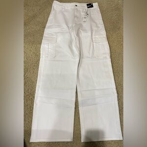 Express Relaxed White Straight, High-Rise Stretch Jeans NWT
